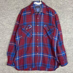 VTG The Sundays Sportwear Wool Blend Quilted Flannel Plaid Button‎ Down Shirt L